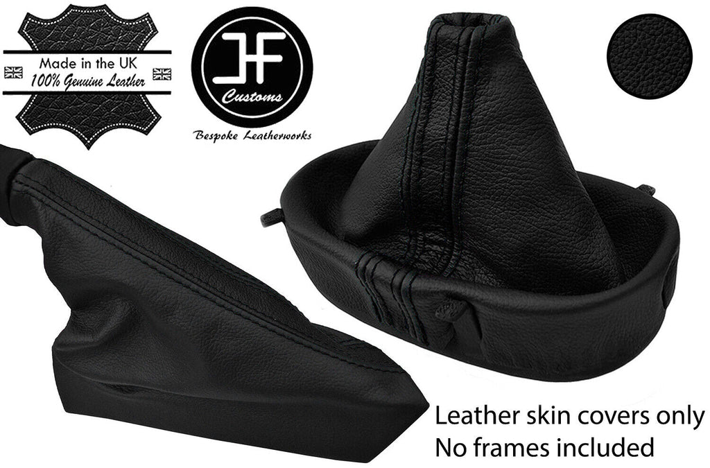 BLACK BLACK STRIPE REAL LEATHER MANUAL GAITER SET FOR CORVETTE C6 2005-2013