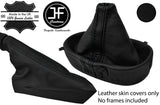 BLACK BLACK STRIPE REAL LEATHER MANUAL GAITER SET FOR CORVETTE C6 2005-2013