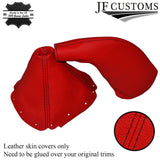 BRIGHT RED LEATHER FITS MAZDA MX5 MK1 1990-1998 GEAR HANDBRAKE BLACK STITCHING