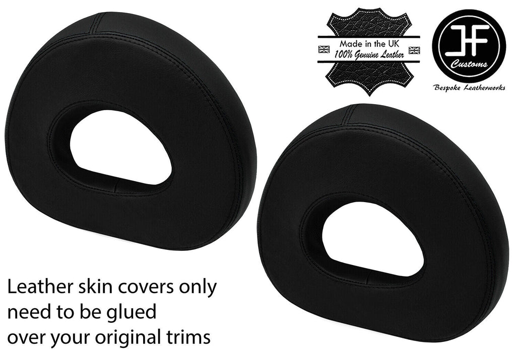 BLACK BLACK 2 TONE 2X HEADREST REAL LEATHER COVERS FOR SMART ROADSTER 452 03-05