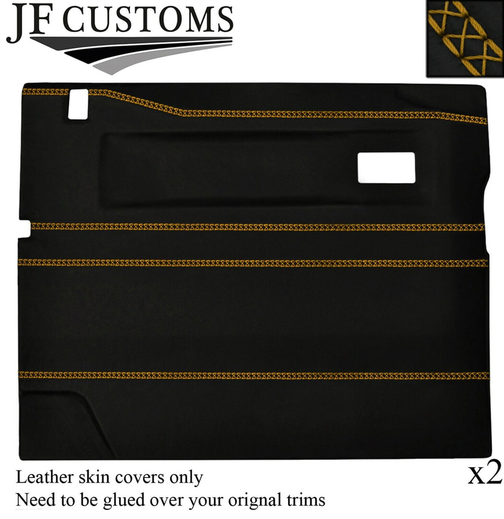 YELLOW LUX-STITCH LEATHER 2X FRONT DOOR COVERS FOR LAND ROVER DEFENDER 90 110