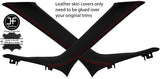 RED STITCH 2X A PILLAR REAL LEATHER COVERS FITS FIAT 500L 500 L 2012-2018