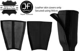 BLACK REAL LEATHER 2X SEAT BELT STALK LONG COVERS FITS JAGUAR F TYPE 2012-2020