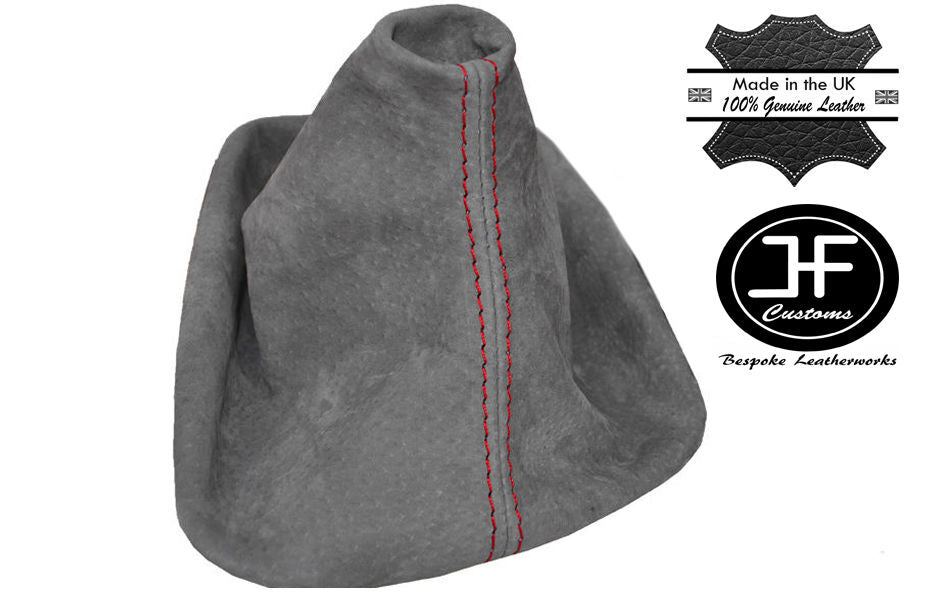 RED STITCH MANUAL GRAPHITE PU SUEDE GEAR GAITER FITS BMW 3 SERIES E36 E46
