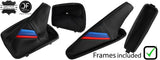 BLACK STITCH TRI STRIPE LEATHER GEAR HANDBRAKE + PLASTIC FRAME FOR BMW E36 91-98