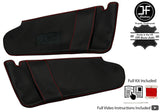 RED CROSS STITCH 2X SUN VISOR LEATHER COVERS FITS VW T5 TRANSPORTER 1 MIRROR