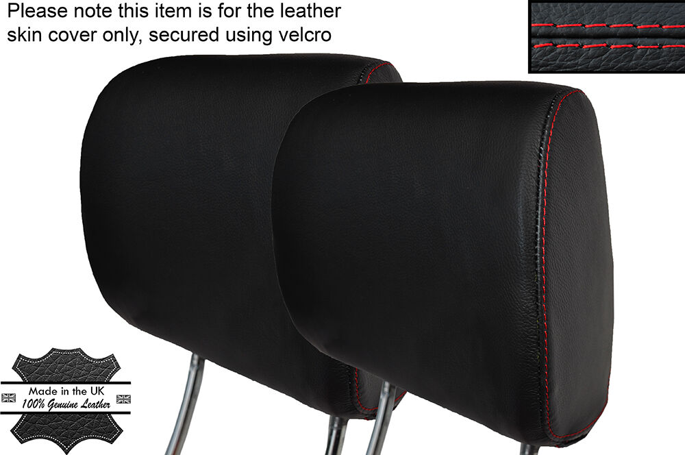 RED STITCHING 2X FRONT HEADREST LEATHER SKIN COVER FITS NISSAN 350Z 2002-2009