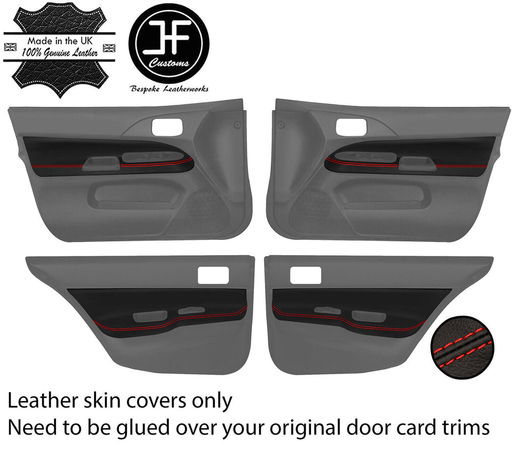 RED  STITCH 4X DOOR CARD TRIM REAL LEATHER COVERS FOR MITSUBISHI EVO 7 8 9 JF1