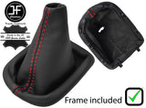 RED STITCH LEATHER GEAR GAITER + PLASTIC FRAME FOR PEUGEOT 207 & 207 CC 06-13