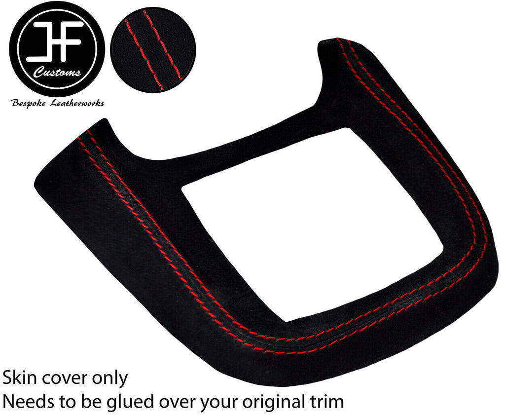 RED STITCH MANUAL GEAR SURROUND SUEDE COVER  FOR FORD FIESTA MK8 2008-2013