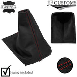RED STITCH LEATHER GEAR COVER + PLASTIC FRAME FITS ISUZU D MAX 2002-2012