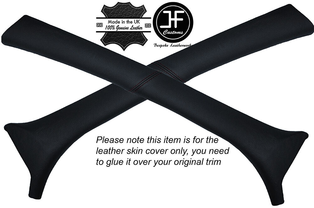 BLACK STITCH 2X A PILLAR LEATHER SKIN COVER FITS VW POLO MK5 6N2 1998-2001