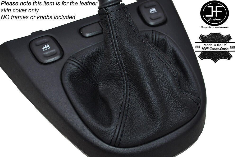 BLACK STITCHING GENUINE LEATHER MANUAL GEAR GAITER FOR FIAT PANDA MK3 2012-2016
