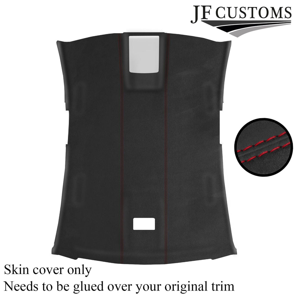 DARK RED STITCH DARK GREY LUXE SUEDE HEADLINER COVER FITS JAGUAR XF 2008-2015