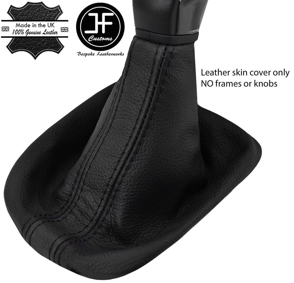 BLACK & BLACK STRIPE REAL LEATHER MANUAL GEAR GAITER FITS CITROEN C3 MK3 16-19