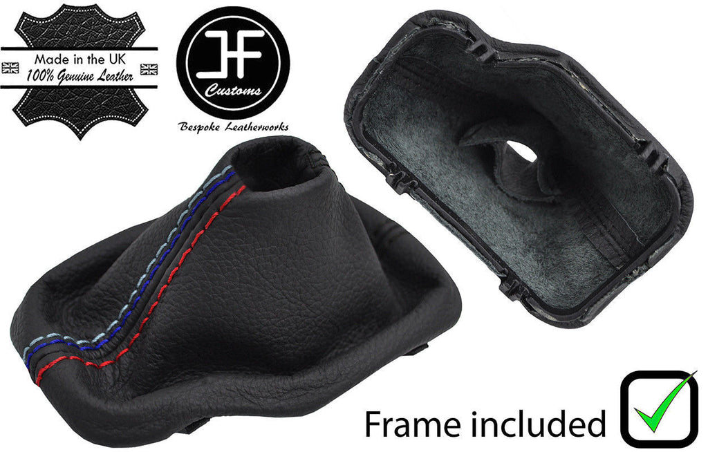 BLACK & TRI STITCH  LEATHER AUTOMATIC GEAR + PLASTIC FRAME FOR BMW Z4 E85 E86