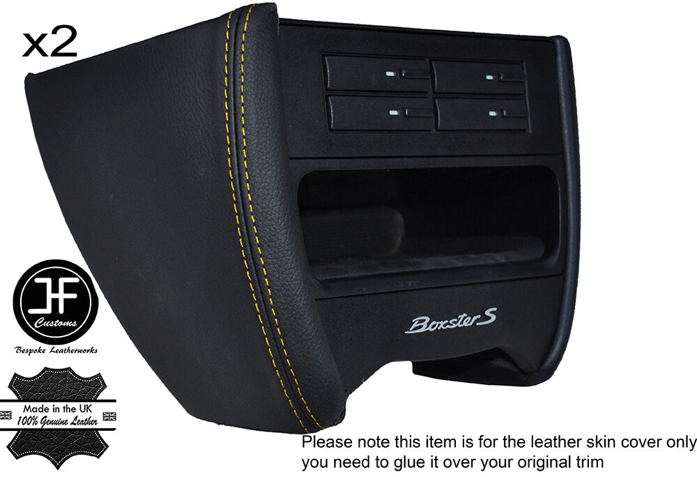 YELLOW STITCH DASH CONSOLE SIDE TRIM LEATHER COVER FOR PORSCHE 986 & CARRERA 996