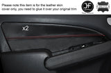 RED STITCH 2X FRONT DOOR CARD TRIM LEATHER SKIN COVER FITS MAZDA 2 2008-2015