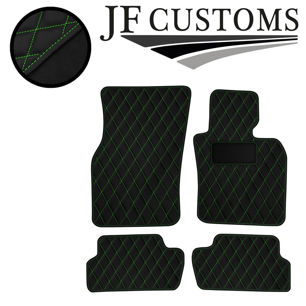 GREEN DIAMOND STITCH VINYL 4X TAILORED FLOOR CARPETS FOR BMW MINI F56 13-21 JF1