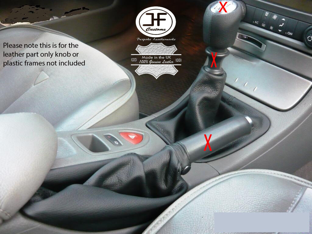 FOR RENAULT LAGUNA MK2 6 SPEED GEAR & HANDBRAKE & KNOB COVERS 3 PARTS LEATHER