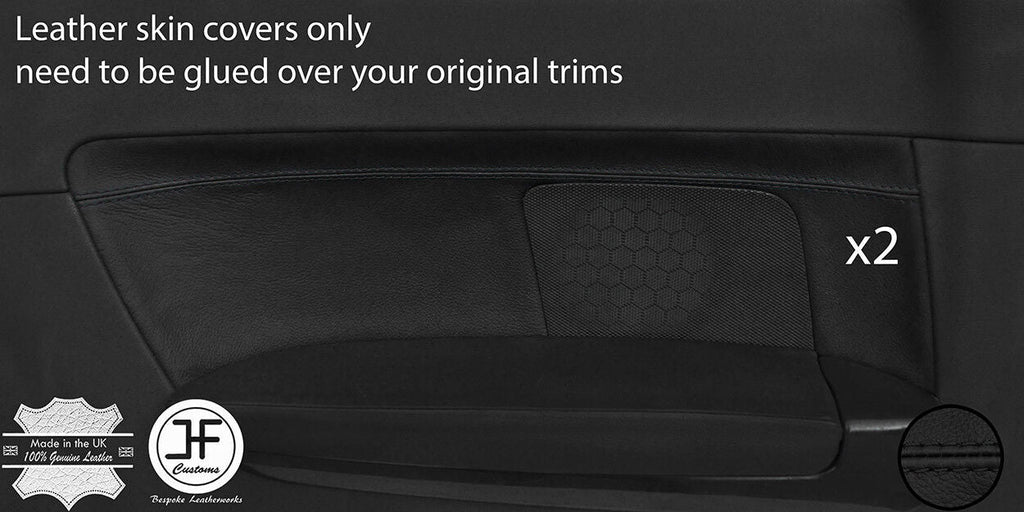 BLACK STITCH 2X REAR DOOR CARD TRIM LEATHER COVER FOR AUDI A3 8P 04-12 3 DOOR