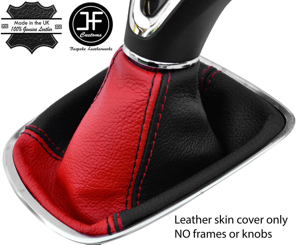BLACK & RED 2 TONE LEATHER GEAR GAITER FOR VAUXHALL OPEL ASTRA K MK7 16-18