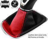 BLACK & RED 2 TONE LEATHER GEAR GAITER FOR VAUXHALL OPEL ASTRA K MK7 16-18