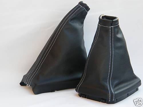 FITS VAUXHALL OPEL VECTRA B 96-02 BLACK GAITERS WHITE STITCH CUSTOM NEW