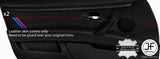 RED STITCH TRI STRIPE 2X FRONT DOOR CARD TRIM LEATHER COVERS FOR BMW 3 E92 E93