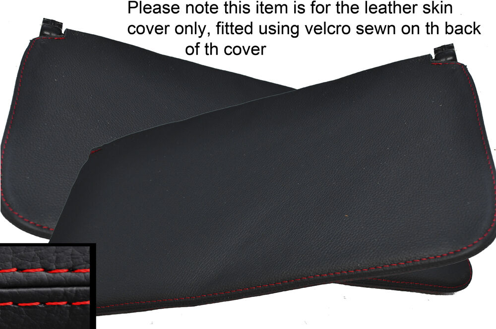 RED STITCH 2X REAR SUN VISORS LEATHER SKIN COVERS FITS PORSCHE 928 77-95
