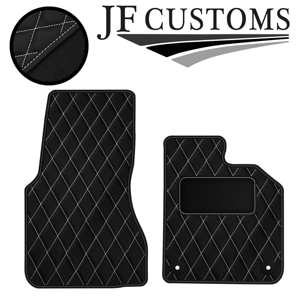 WHITE DIAMOND STITCH VINYL 2X TAILORED FLOOR CARPET FOR SMART FORTWO 453 14-21