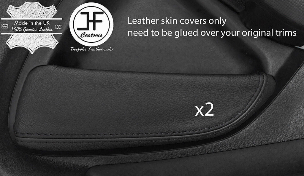 BLACK & BLACK 2X DOOR POCKET TRIM LEATHER COVERS FITS HONDA INTEGRA DC5 02-06
