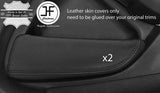 BLACK & BLACK 2X DOOR POCKET TRIM LEATHER COVERS FITS HONDA INTEGRA DC5 02-06