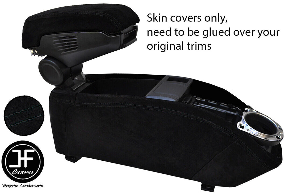 BLACK STITCH CENTRE CONSOLE TRIM & ARMREST LID SUEDE COVERS FOR BMW I3 13-19