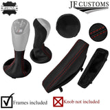 D RED STITCH LEATHER AUTO SMG GEAR SET+PLASTIC FRAMES FOR BMW E60 E61 05-10 JFM