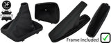 BLACK STITCH LEATHER GEAR HANDBRAKE + PLASTIC FRAME FOR BMW E46 99-05 MANUAL