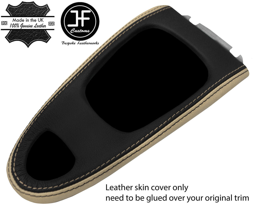 BLACK & BEIGE LEATHER MANUAL GEAR SURROUND COVER FOR SAAB 93 9-3 2003-2012