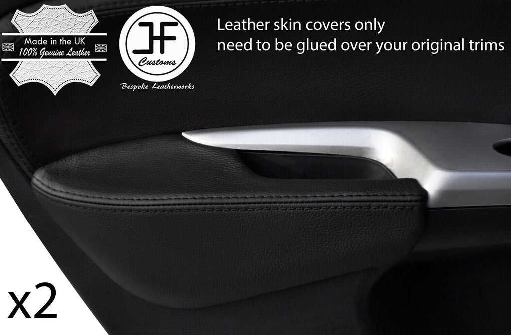 BLACK & BLACK 2X REAR DOOR ARMREST LEATHER COVERS FOR HONDA CIVIC 2006-2012
