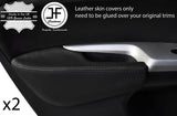 BLACK & BLACK 2X REAR DOOR ARMREST LEATHER COVERS FOR HONDA CIVIC 2006-2012