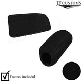 BLACK ST. 2X SUEDE SEAT HANDLE KNOB & PLATE COVER+FRAME FOR LAND ROVER DEFENDER