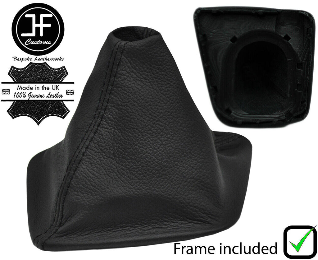 BLACK STITCH LEATHER GEAR GAITER+PLASTIC FRAME FITS RENAULT KANGOO 2 2008-2019