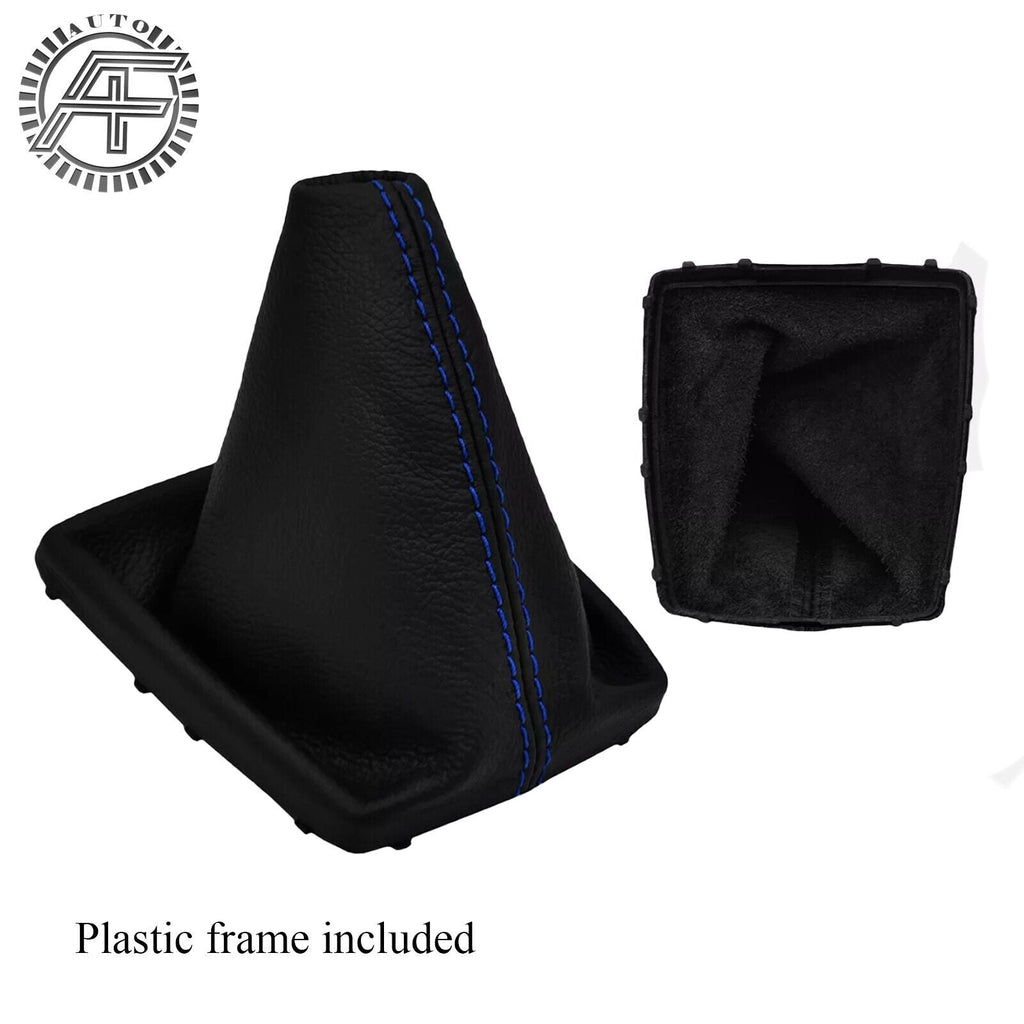 BLUE STITCH FOR FORD FOCUS FL 08-2011 GEAR GAITER LEATHER WITH PLASTIC FRAME
