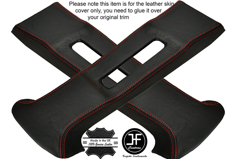 RED STITCH 2X UPPER B PILLAR LEATHER COVERS FITS SUBARU IMPREZA WRX STI 02-07