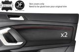 RED STITCH 2X FRONT DOOR CARD TRIM LEATHER COVER FOR PEUGEOT 308 14-18 5 DOOR