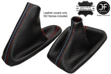 RED & TRI STITCH CARBON LOOK GEAR & HANDBRAKE GAITER FITS BMW E90 E91 E92 E93