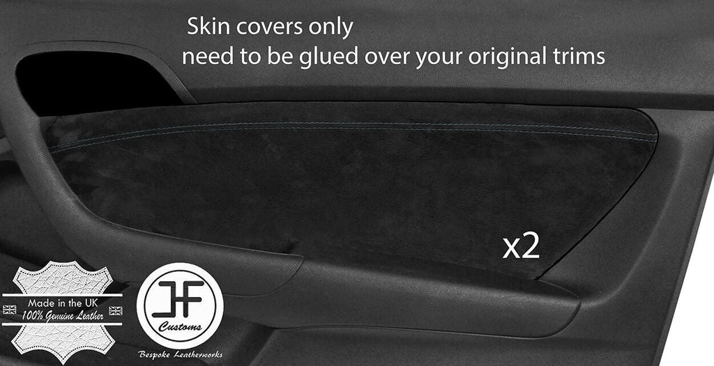 BLACK STITCH 2X DOOR CARD TRIM SUEDE COVERS FITS HONDA INTEGRA DC5 2002-2006