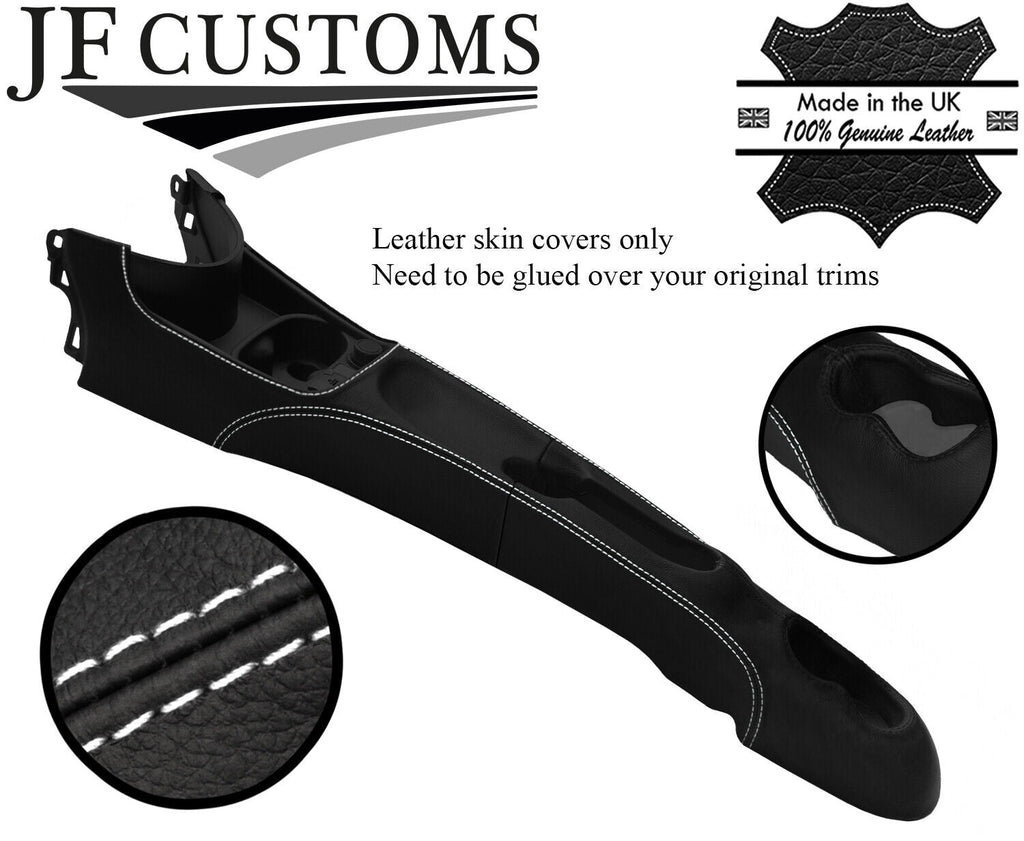 WHITE STITCH CENTRE CONSOLE TUNNEL LEATHER COVER FOR FIAT 500 & ABARTH 07-15