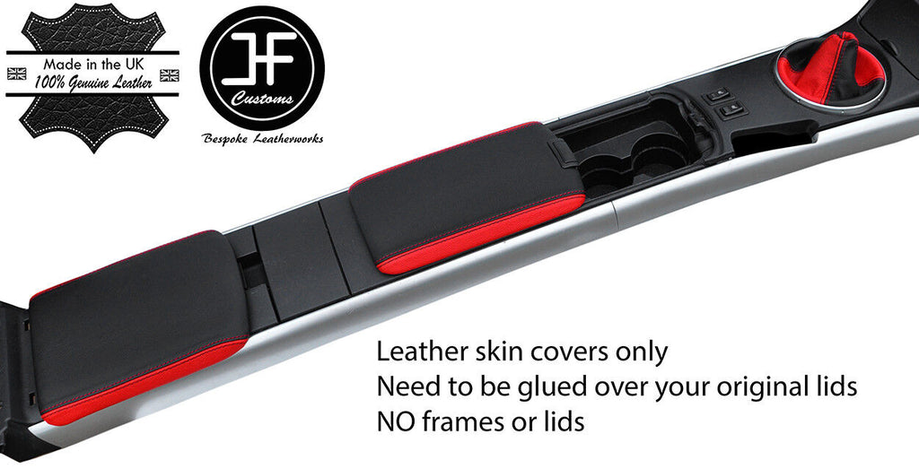 BLACK & RED TOP GRAIN LTHR GEAR GAITER+2X ARMREST COVERS FOR MAZDA RX8 03-12