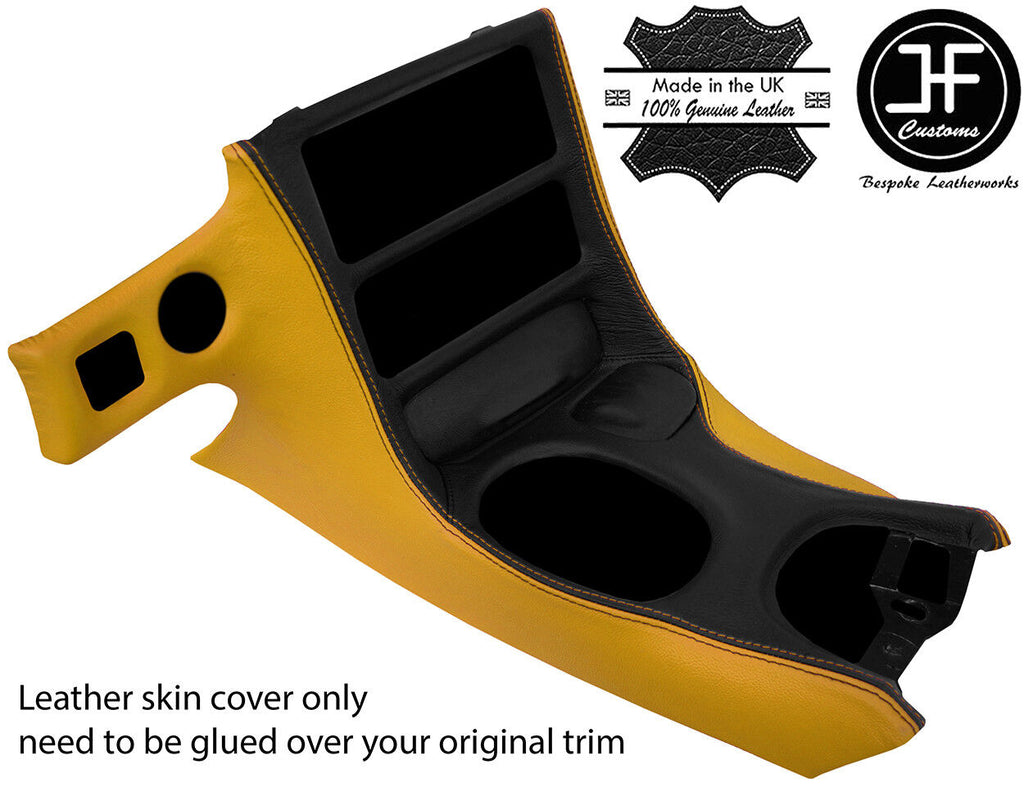 BLACK & YELLOW LEATHER CONSOLE SHIFT BEZEL SURROUND COVER FOR CORVETTE C5 97-04