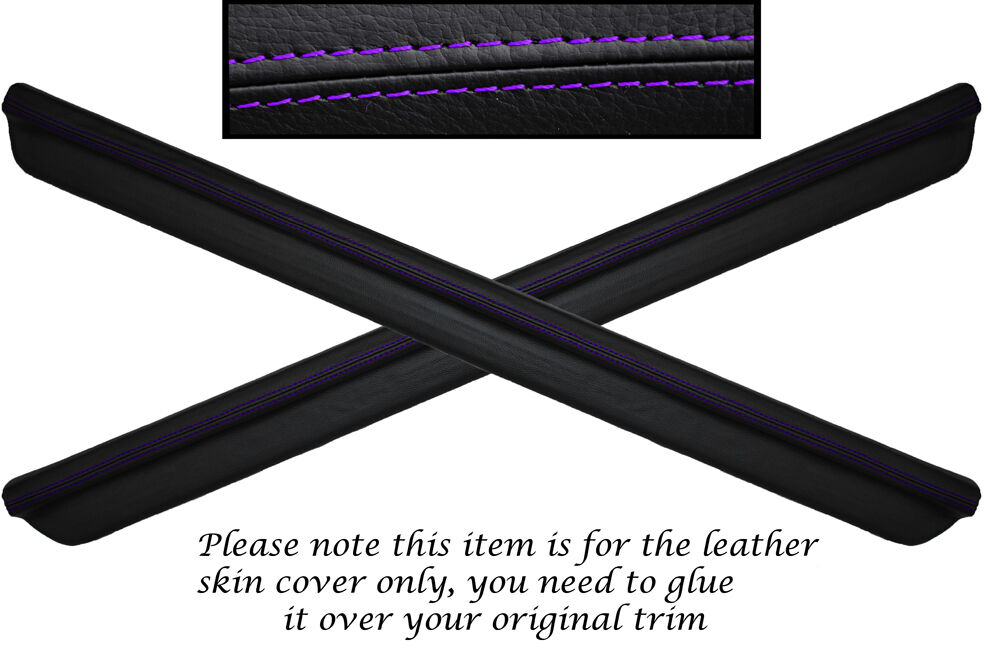 PURPLE STITCH 2X DOOR SILL TRIM LEATHER SKIN COVER FITS NISSAN SKYLINE R33 93-98